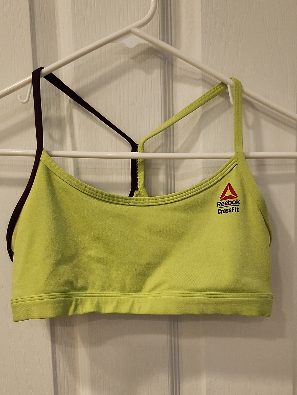 Reebok Lime Green & Dark Purple CrossFit Strappy Sports Bra